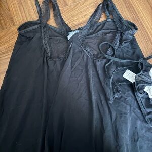 Elegant Black Lace Trim Nightgown